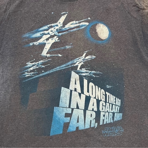 STAR Wars gray short sleeved T shirt "A Long Time Ago...." spell out quote, XL. - Picture 7 of 12